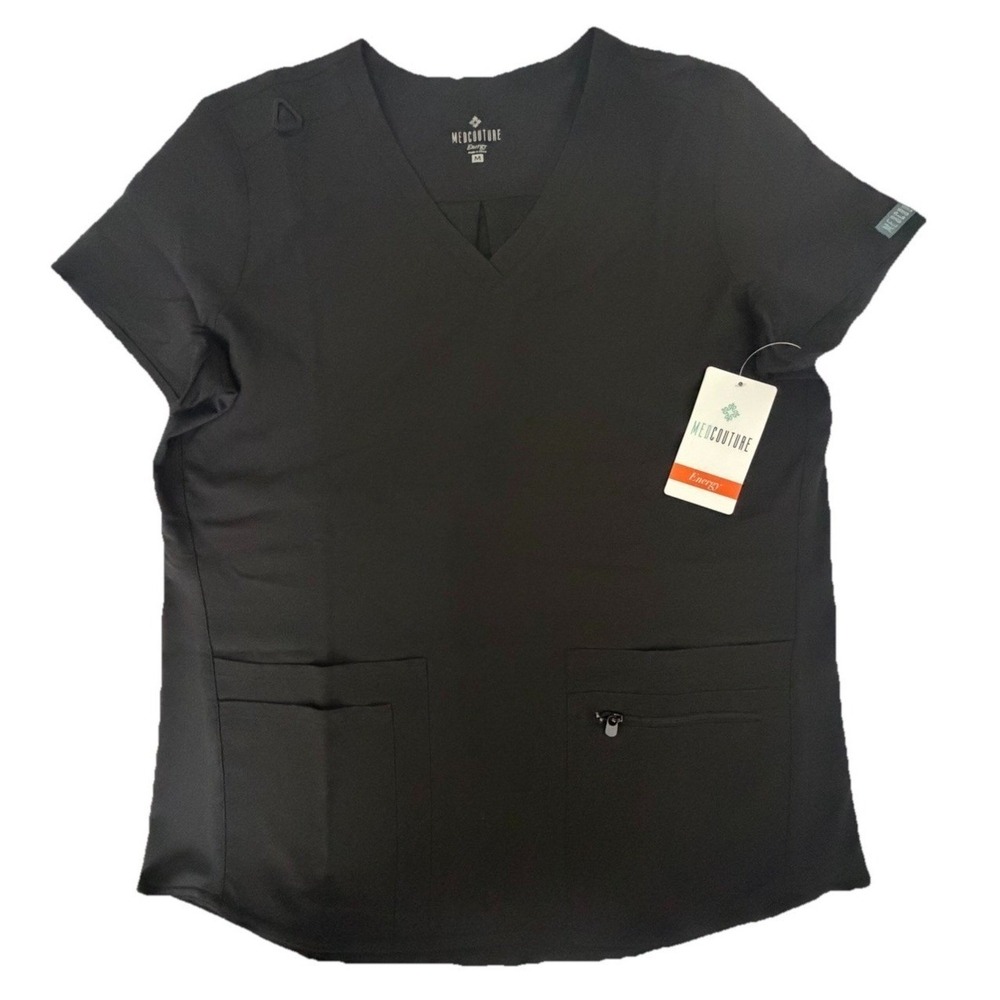 Med Couture Women's Energy Collection Knit Back Top, Black Size Medium New